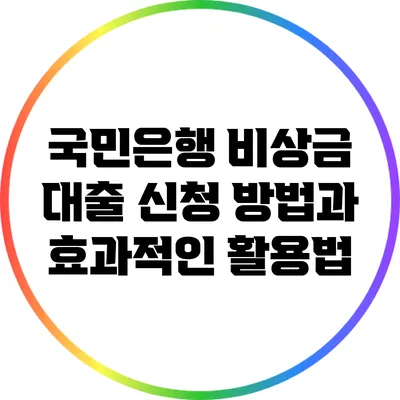 국민은행 비상금 대출 신청 방법과 효과적인 활용법