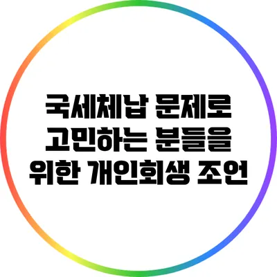 국세체납 문제로 고민하는 분들을 위한 개인회생 조언