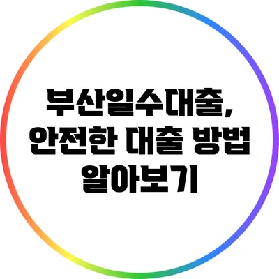부산일수대출, 안전한 대출 방법 알아보기