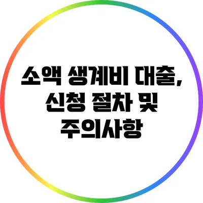 소액 생계비 대출, 신청 절차 및 주의사항