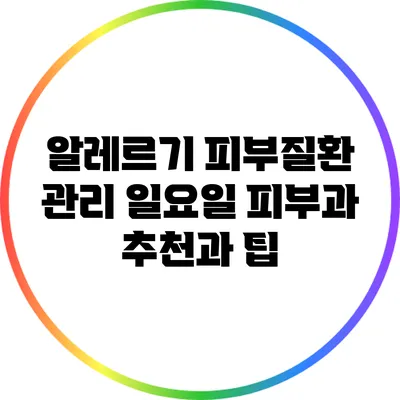 알레르기 피부질환 관리: 일요일 피부과 추천과 팁