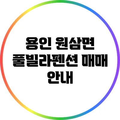 용인 원삼면 풀빌라펜션 매매 안내
