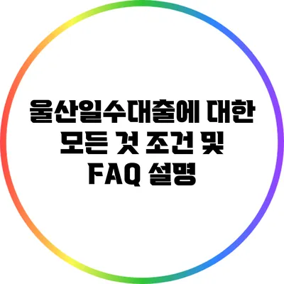 울산일수대출에 대한 모든 것: 조건 및 FAQ 설명