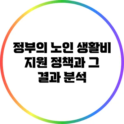 정부의 노인 생활비 지원 정책과 그 결과 분석