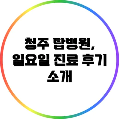 청주 탑병원, 일요일 진료 후기 소개