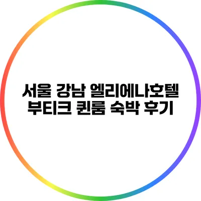 서울 강남 엘리에나호텔: 부티크 퀸룸 숙박 후기