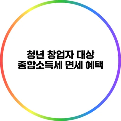 청년 창업자 대상 종합소득세 면세 혜택