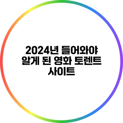 2024년 들어와야 알게 된 영화 토렌트 사이트