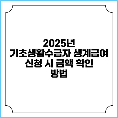 2025년 기초생활수급자 생계급여 신청 시 금액 확인 방법