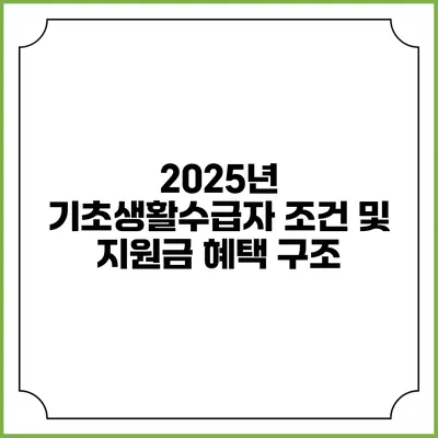 2025년 기초생활수급자 조건 및 지원금 혜택 구조