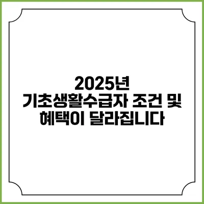 2025년 기초생활수급자 조건 및 혜택이 달라집니다