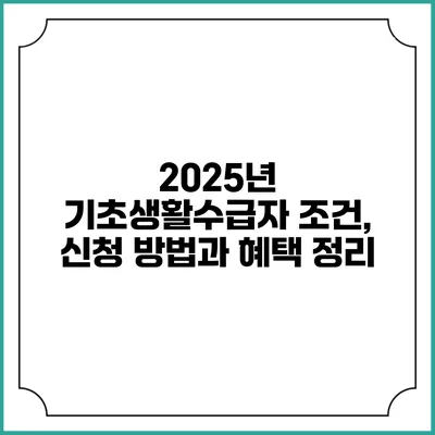 2025년 기초생활수급자 조건, 신청 방법과 혜택 정리
