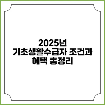 2025년 기초생활수급자 조건과 혜택 총정리