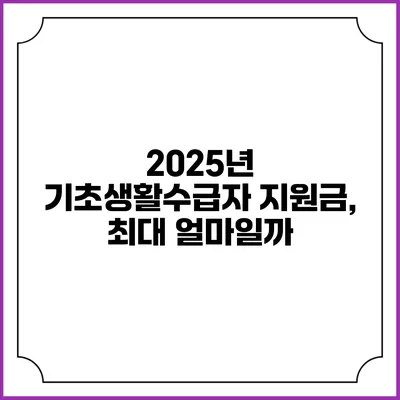 2025년 기초생활수급자 지원금, 최대 얼마일까?