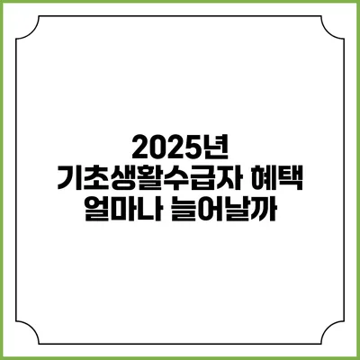 2025년 기초생활수급자 혜택 얼마나 늘어날까?