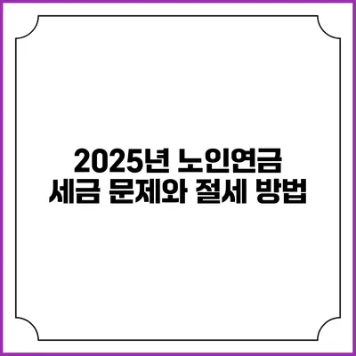 2025년 노인연금 세금 문제와 절세 방법