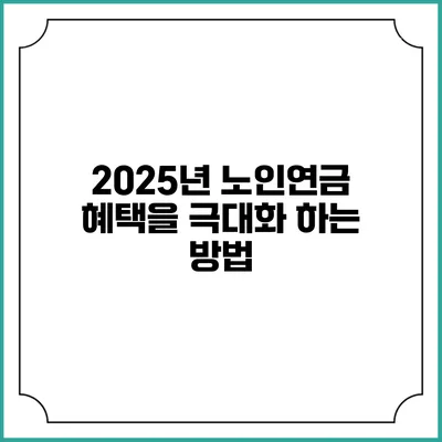 2025년 노인연금 혜택을 극대화 하는 방법