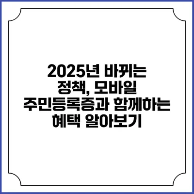 2025년 바뀌는 정책, 모바일 주민등록증과 함께하는 혜택 알아보기