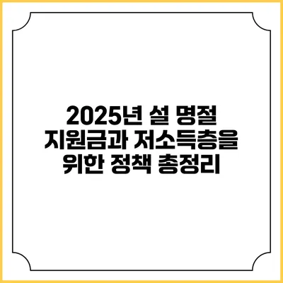 2025년 설 명절 지원금과 저소득층을 위한 정책 총정리