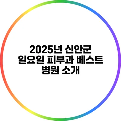 2025년 신안군 일요일 피부과 베스트 병원 소개