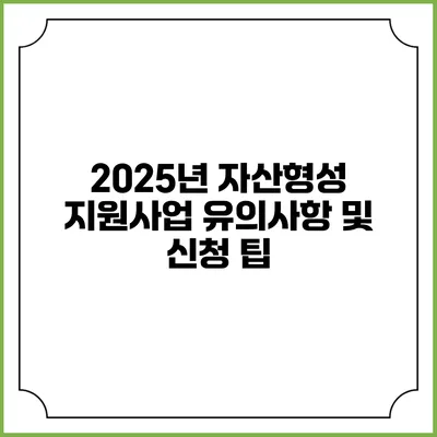 2025년 자산형성 지원사업 유의사항 및 신청 팁