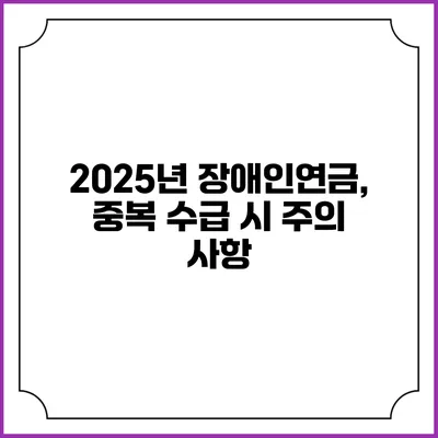 2025년 장애인연금, 중복 수급 시 주의 사항
