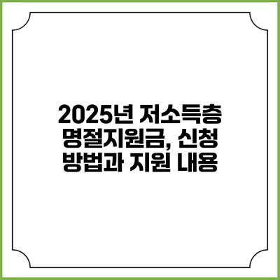 2025년 저소득층 명절지원금, 신청 방법과 지원 내용