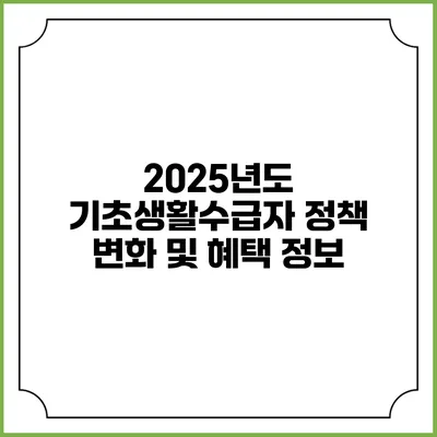 2025년도 기초생활수급자 정책 변화 및 혜택 정보