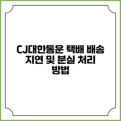 CJ대한통운 택배 배송 지연 및 분실 처리 방법