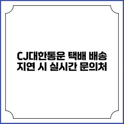 CJ대한통운 택배 배송 지연 시 실시간 문의처