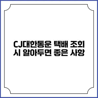 CJ대한통운 택배 조회 시 알아두면 좋은 사항