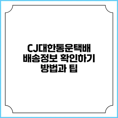 CJ대한통운택배 배송정보 확인하기 방법과 팁