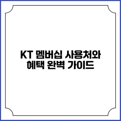 KT 멤버십 사용처와 혜택 완벽 가이드