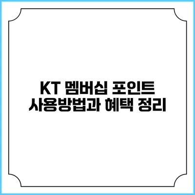 KT 멤버십 포인트 사용방법과 혜택 정리