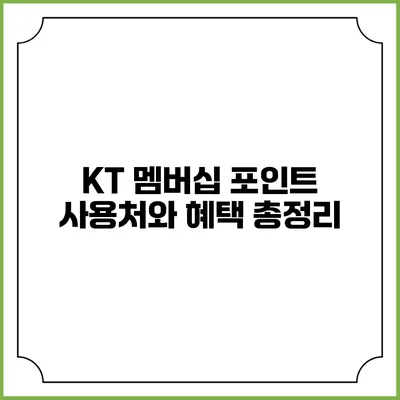 KT 멤버십 포인트 사용처와 혜택 총정리