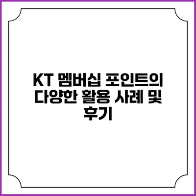 KT 멤버십 포인트의 다양한 활용 사례 및 후기
