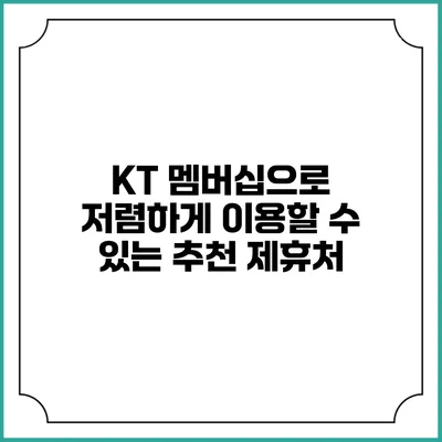 KT 멤버십으로 저렴하게 이용할 수 있는 추천 제휴처