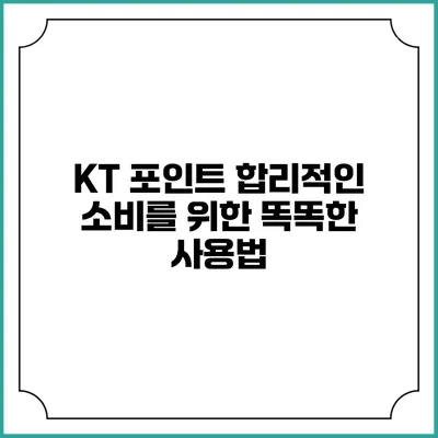 KT 포인트 합리적인 소비를 위한 똑똑한 사용법