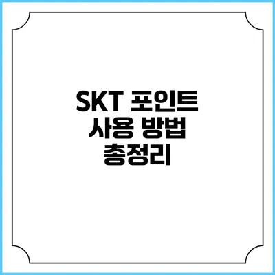 SKT 포인트 사용 방법 총정리