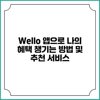 Wello 앱으로 나의 혜택 챙기는 방법 및 추천 서비스