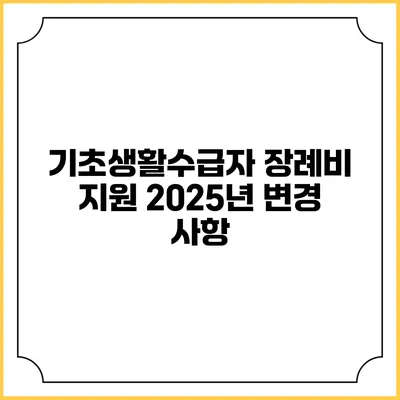 기초생활수급자 장례비 지원 2025년 변경 사항
