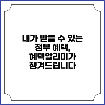 내가 받을 수 있는 정부 혜택, 혜택알리미가 챙겨드립니다
