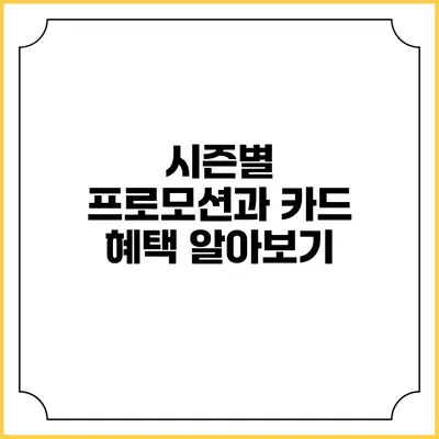 시즌별 프로모션과 카드 혜택 알아보기