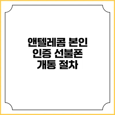 앤텔레콤 본인 인증 선불폰 개통 절차