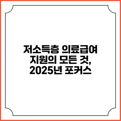 저소득층 의료급여 지원의 모든 것, 2025년 포커스