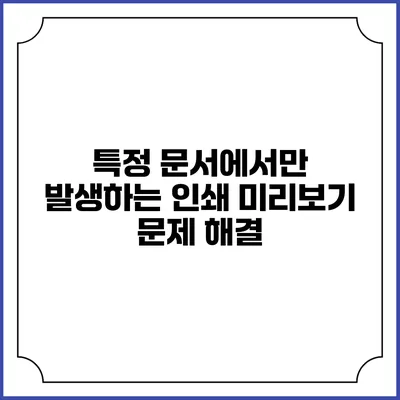 특정 문서에서만 발생하는 인쇄 미리보기 문제 해결