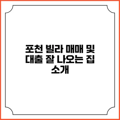 포천 빌라 매매 및 대출 잘 나오는 집 소개
