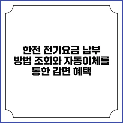한전 전기요금 납부 방법: 조회와 자동이체를 통한 감면 혜택