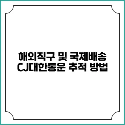 해외직구 및 국제배송 CJ대한통운 추적 방법