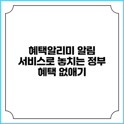 혜택알리미 알림 서비스로 놓치는 정부 혜택 없애기